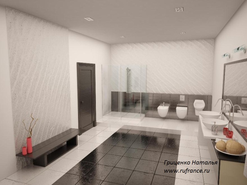 Дизайн интерьера ванной комнаты.