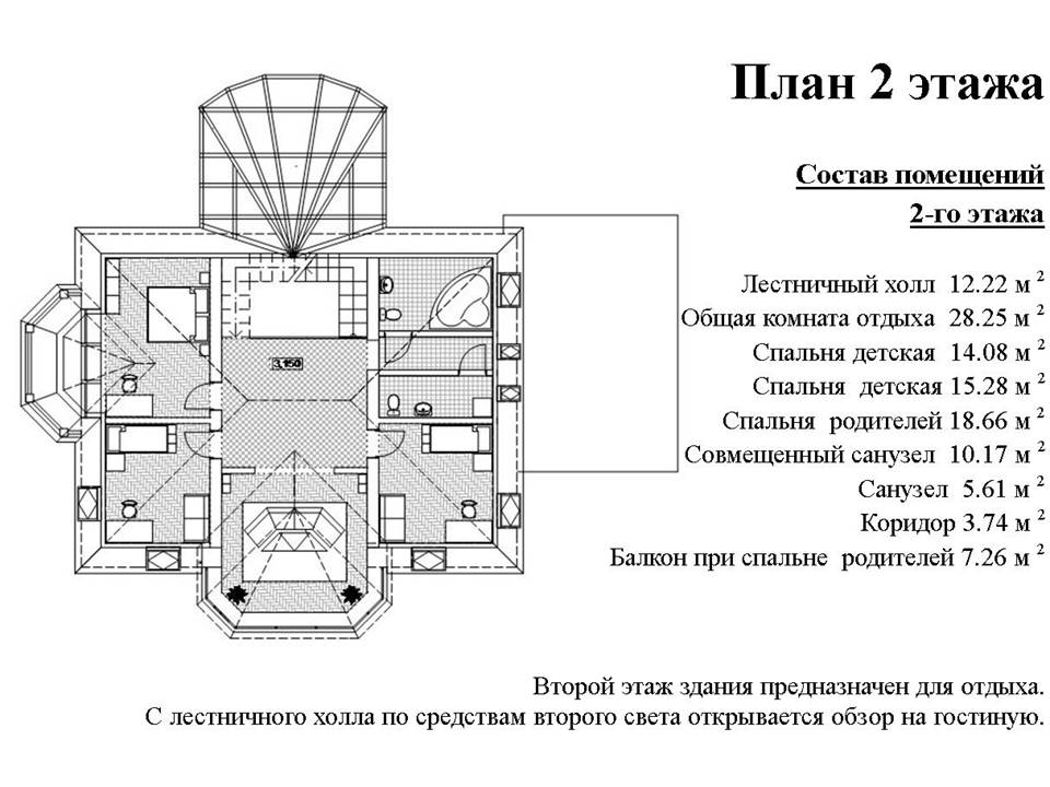 Коттедж. План 2 этажа