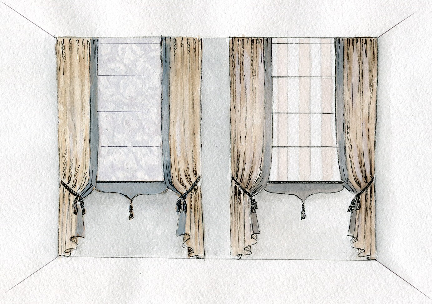 Эскизы текстильного оформления окна