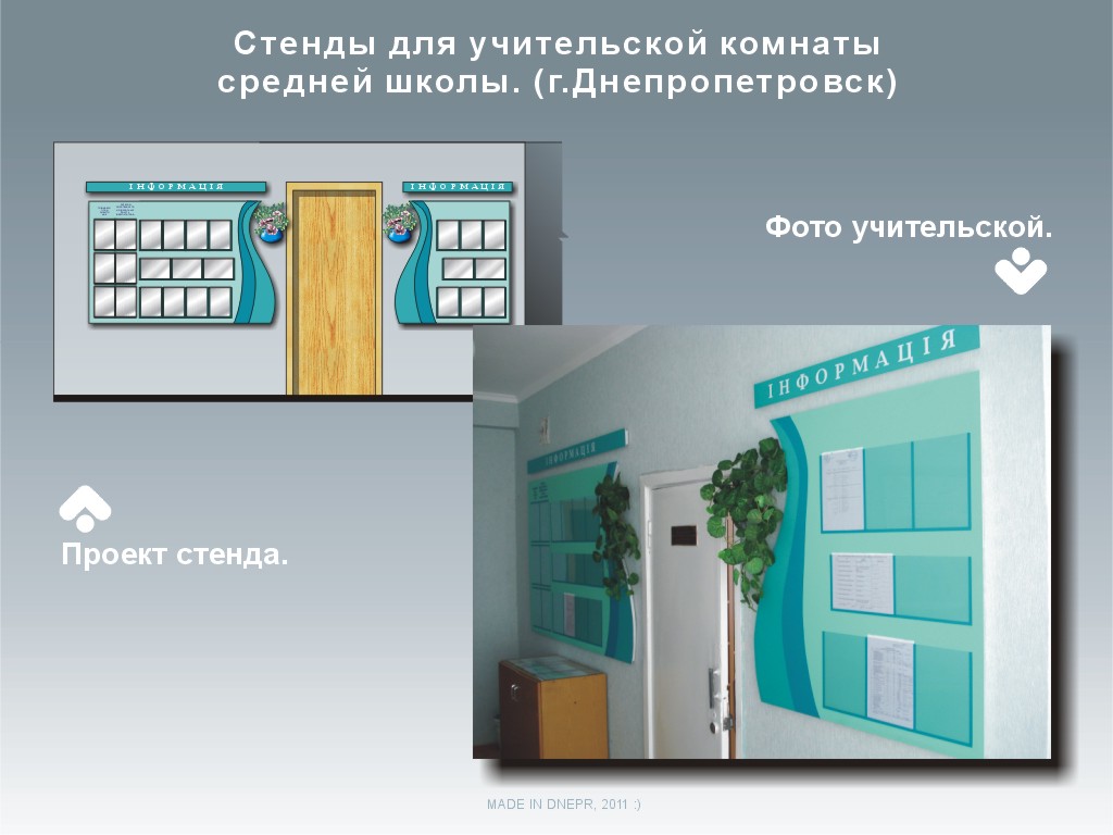 Стенды для учительской комнаты школы.(Украина г.Днепропетровск)