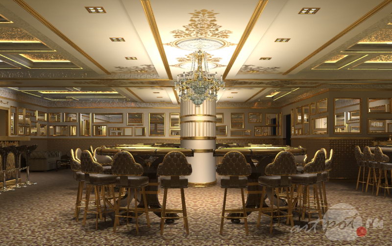 Визуализация интерьера игрового зала казино