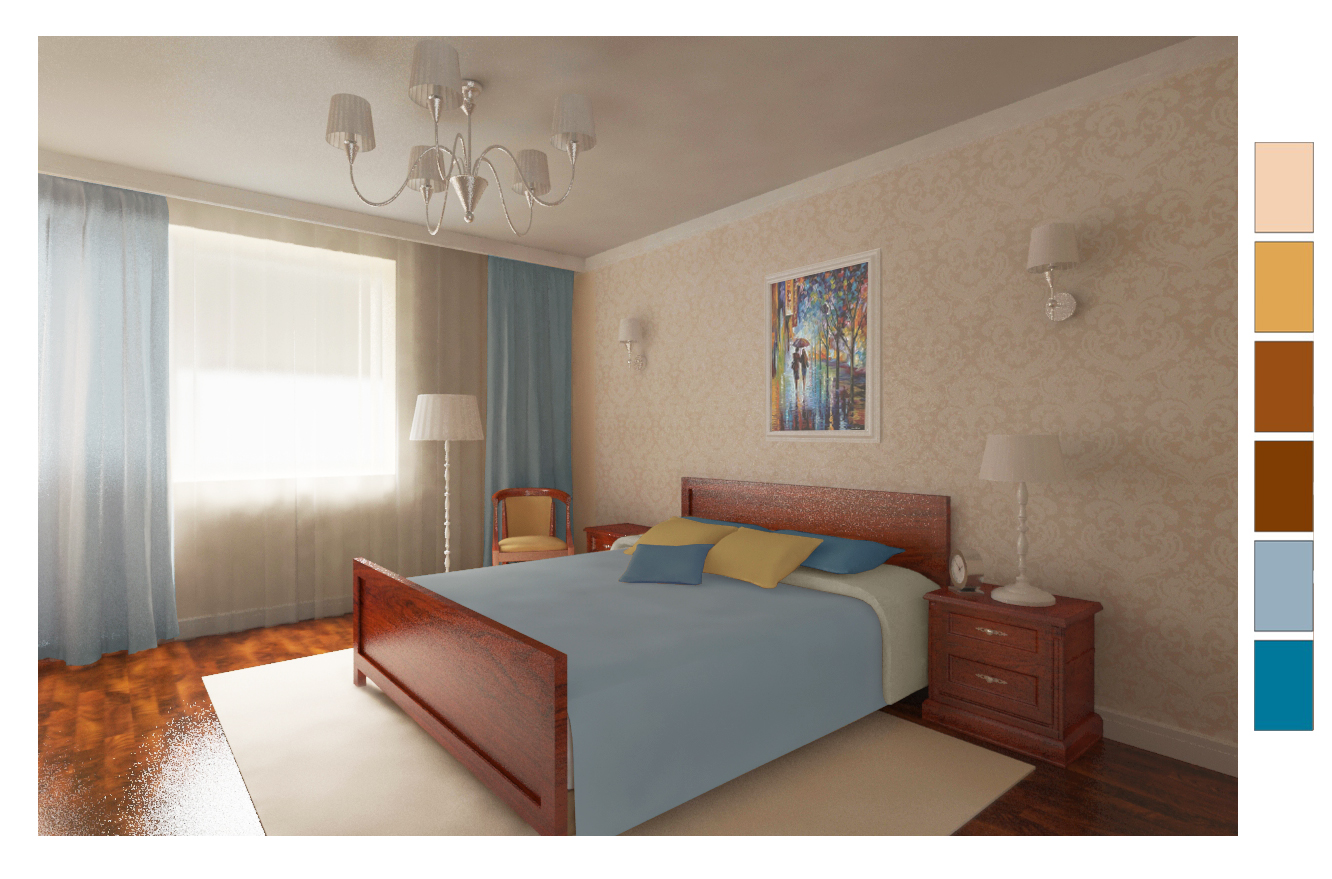 Декорирование спальни по ул.Дзержин.39 - контрастное решение син-беж