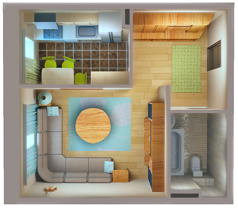 3d-планировка однокомнатной квартиры
