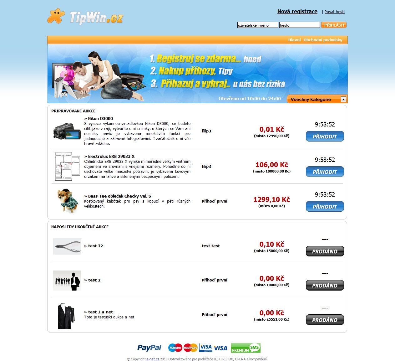 TipWin.cz - Pay&Bid aukce