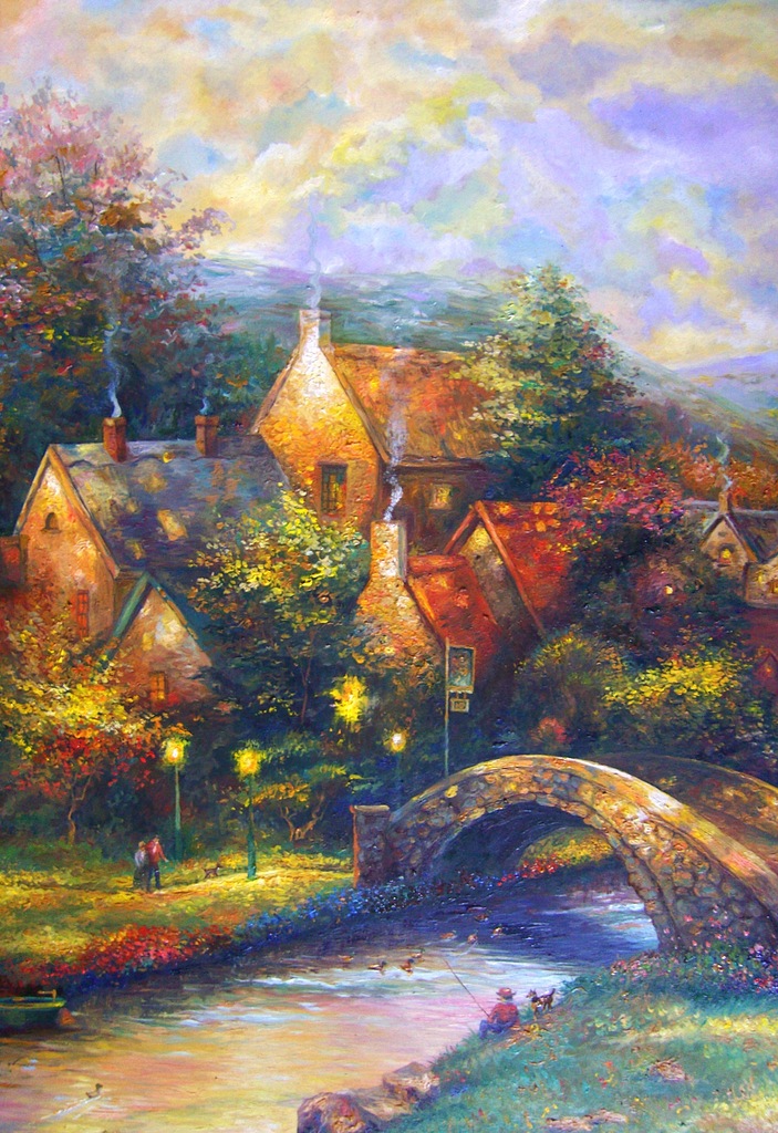 Репродукция картины Т.Кинкейда &quot;Lamplight Village&quot; (фрагмент