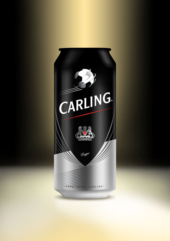 Дизайн футбольной банки английского пива Carling
