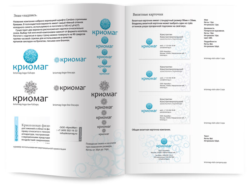 Первый вариант фирменного стиля для «Криомаг».