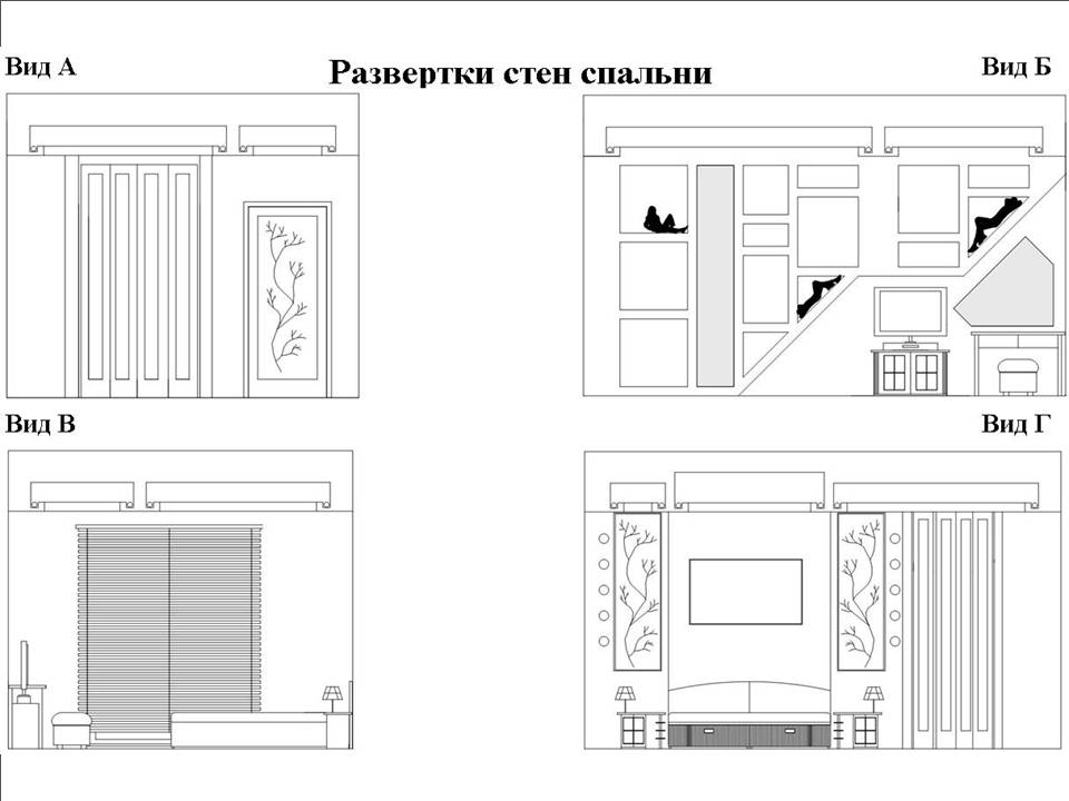 Перепланировка квартиры.Развертка спальни