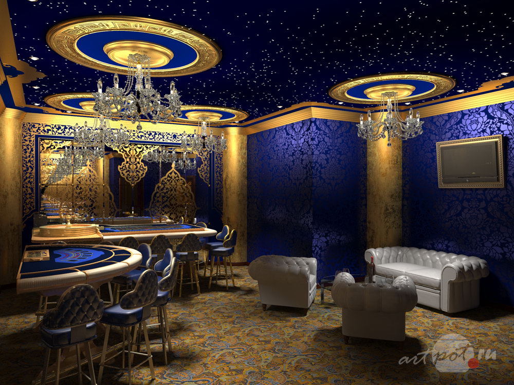 Визуализация интерьера игрового зала казино