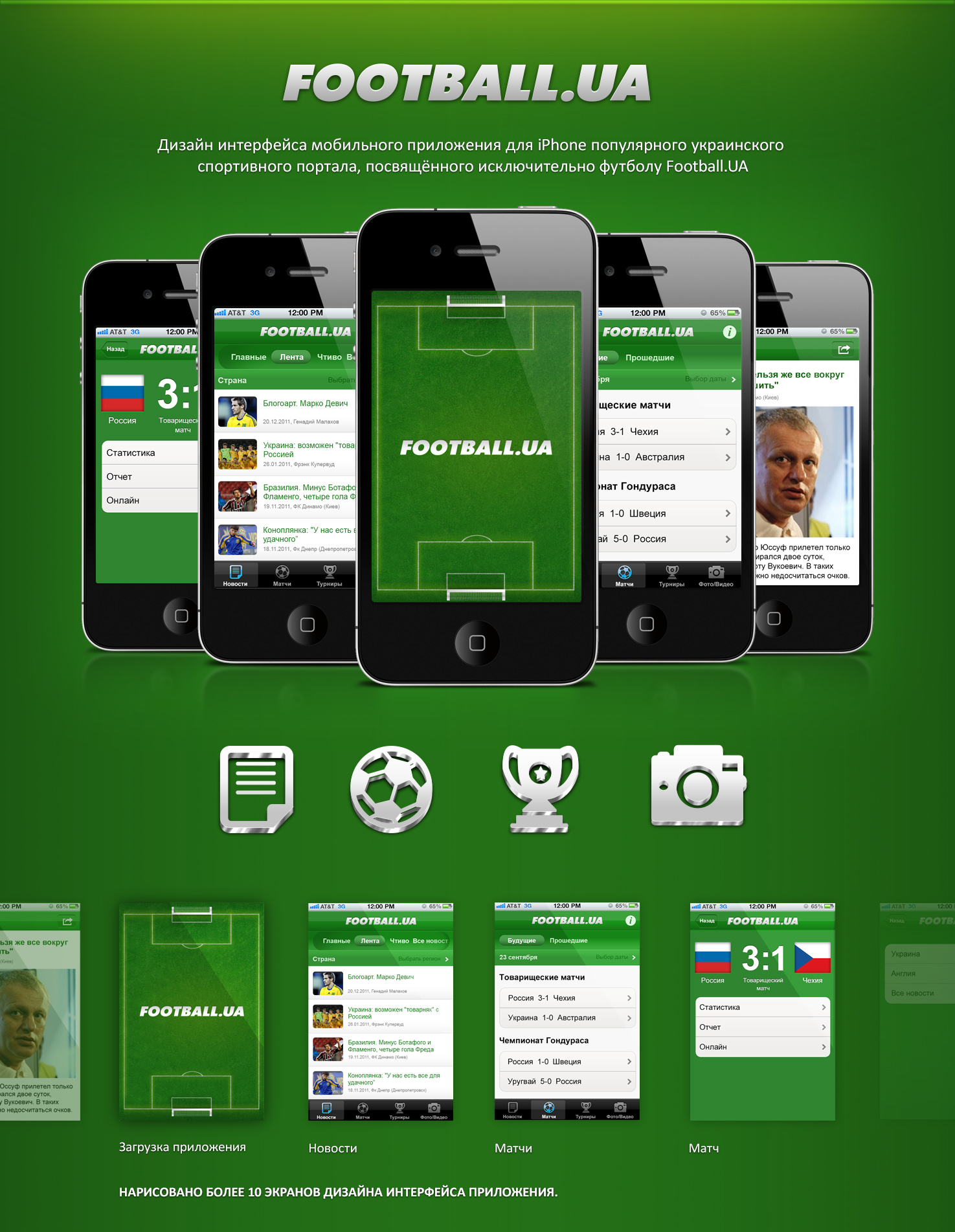 Интерфейс для "FootballUA" (спортивный портал)