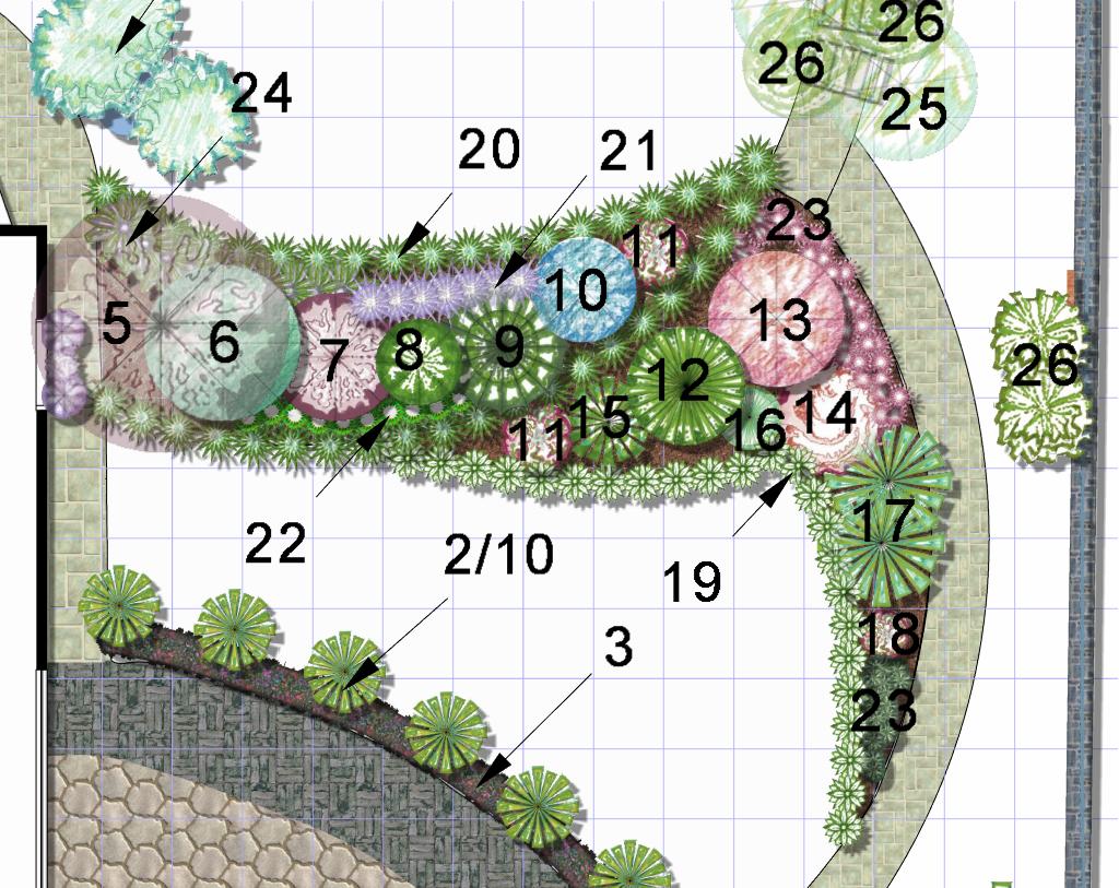 План центральной композиции к проекту частного сада (15,4 сотки).