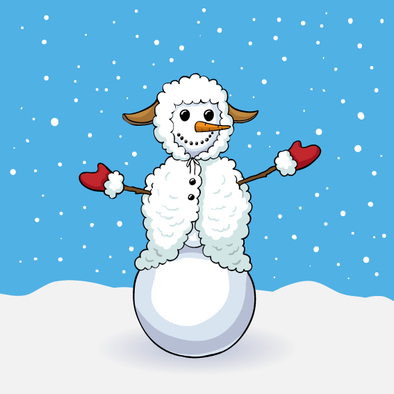 Снеговик в костюме овечки. Иллюстрация