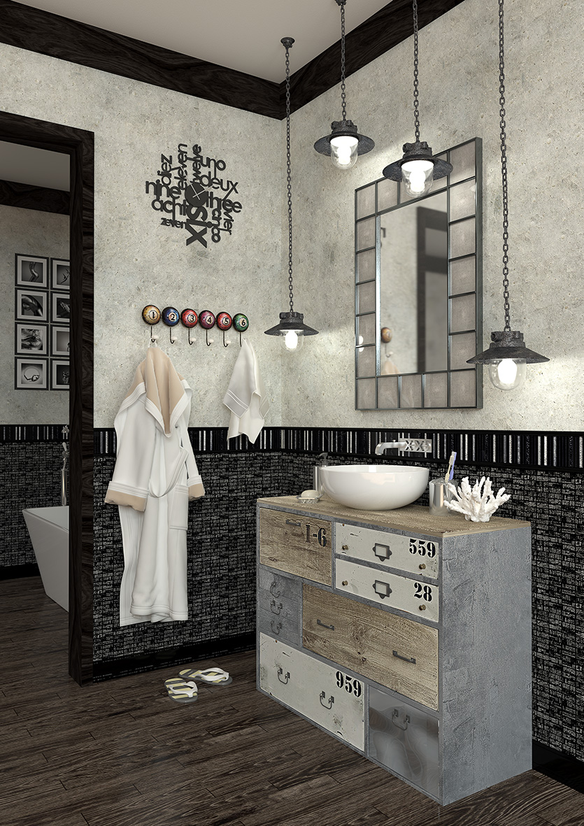 Визуализация мозаики в ванной комнате