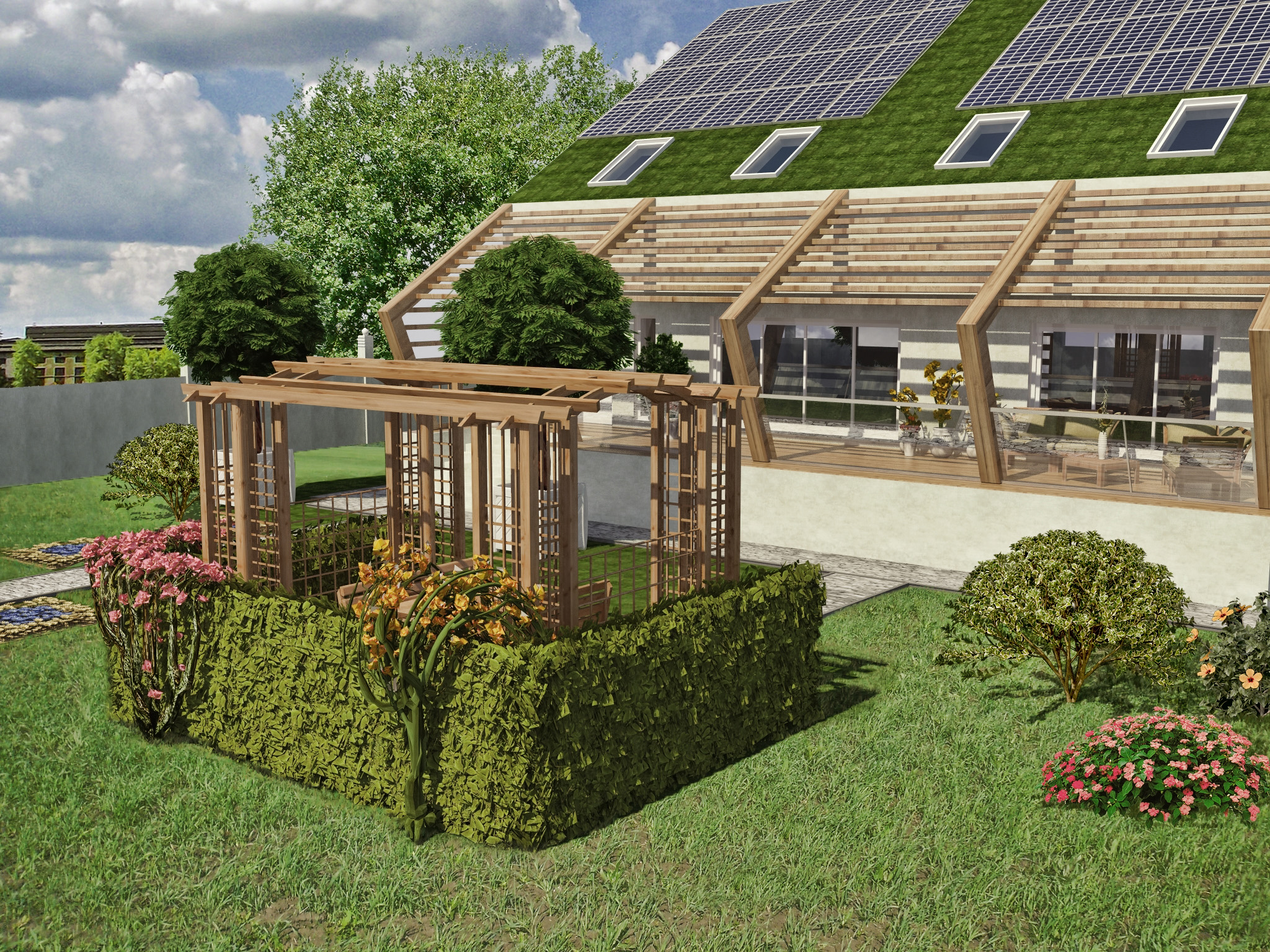 Дом с солнечными батареями