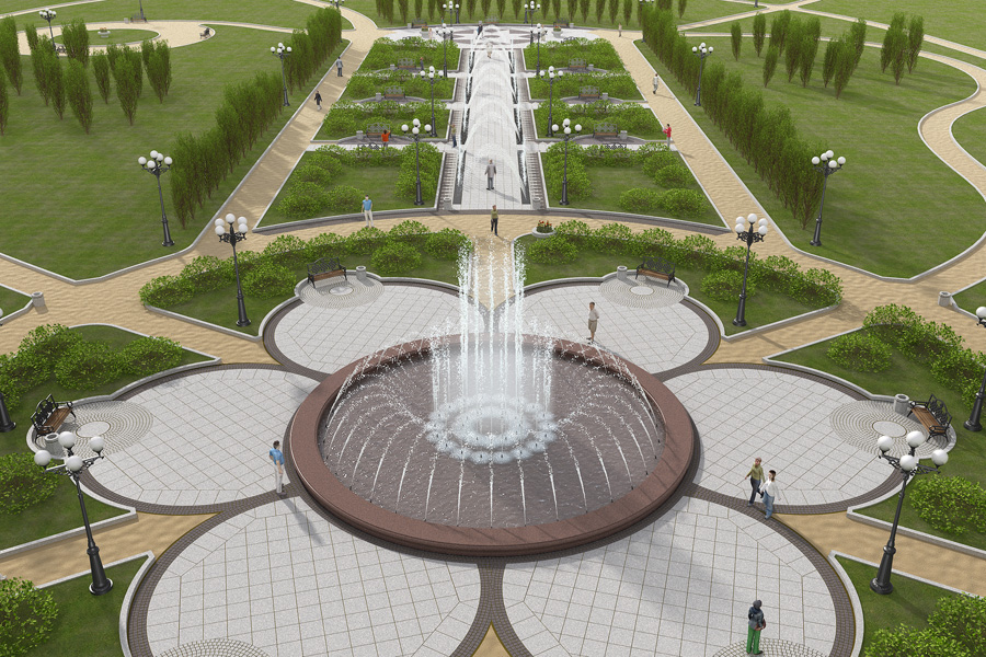 Парк с фонтаном, р. Туркменистан
