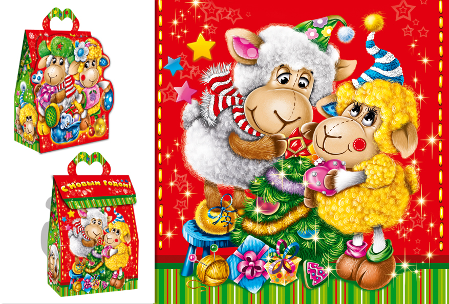 новогодняя упаковка Две овечки (2)