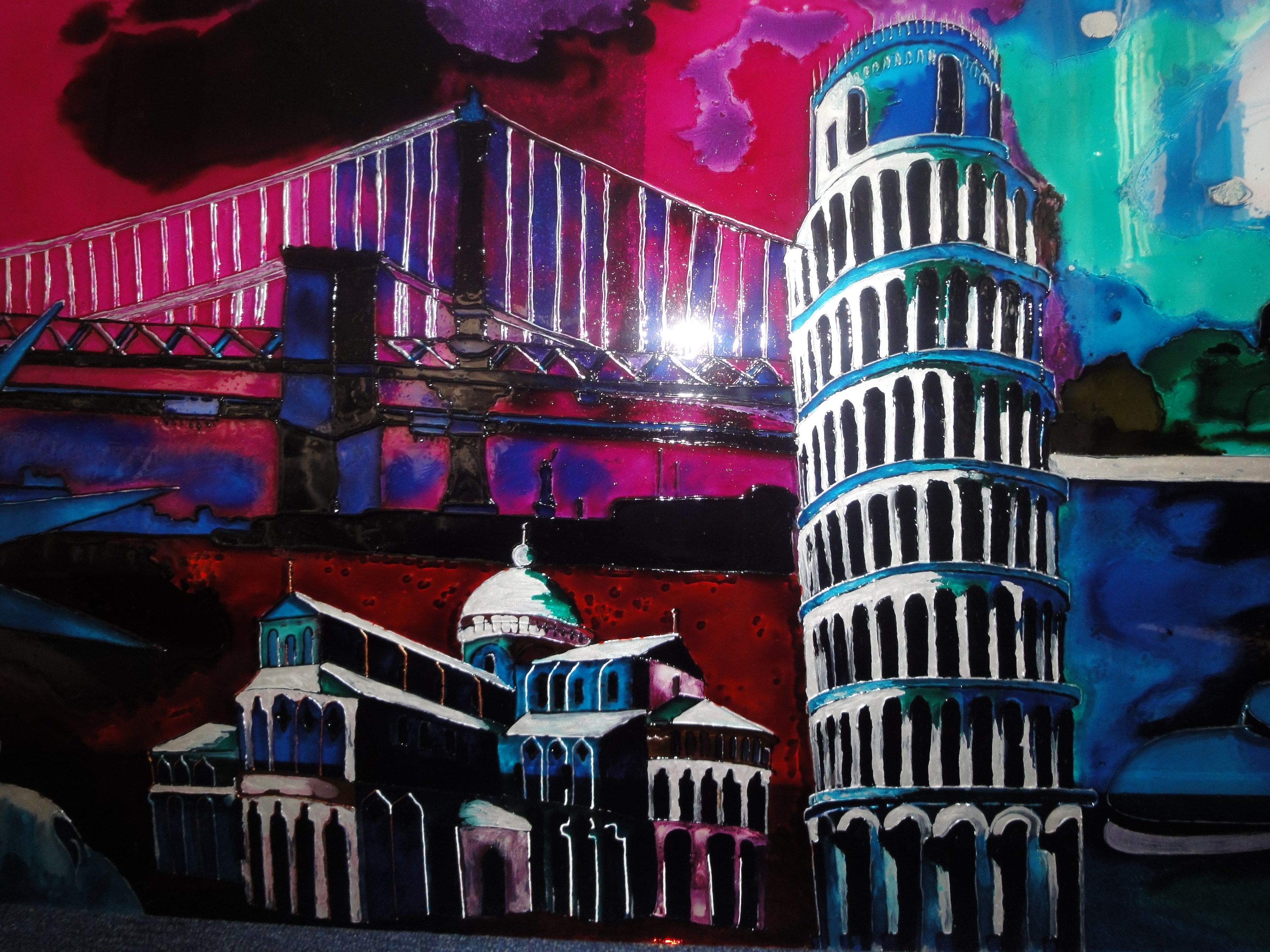 Витраж, роспись по стеклу, Италия, Пиза, пизанская башня