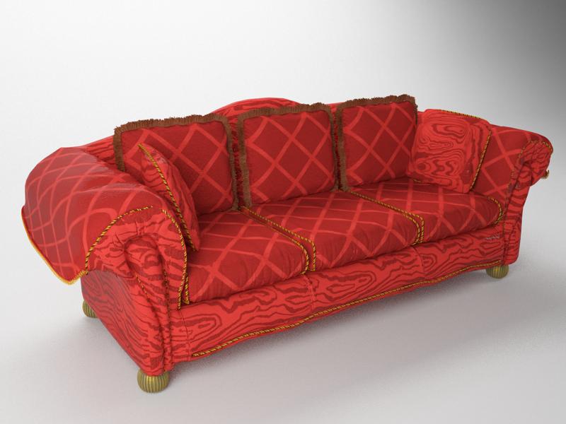 Красный диван в классическом стиле