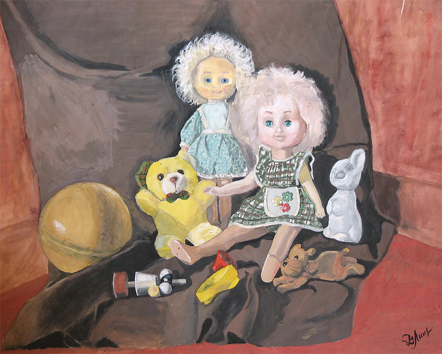 куклы, гуашь, 2000 год