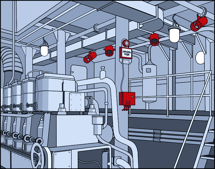 Система пожаротушения для машинного отсека