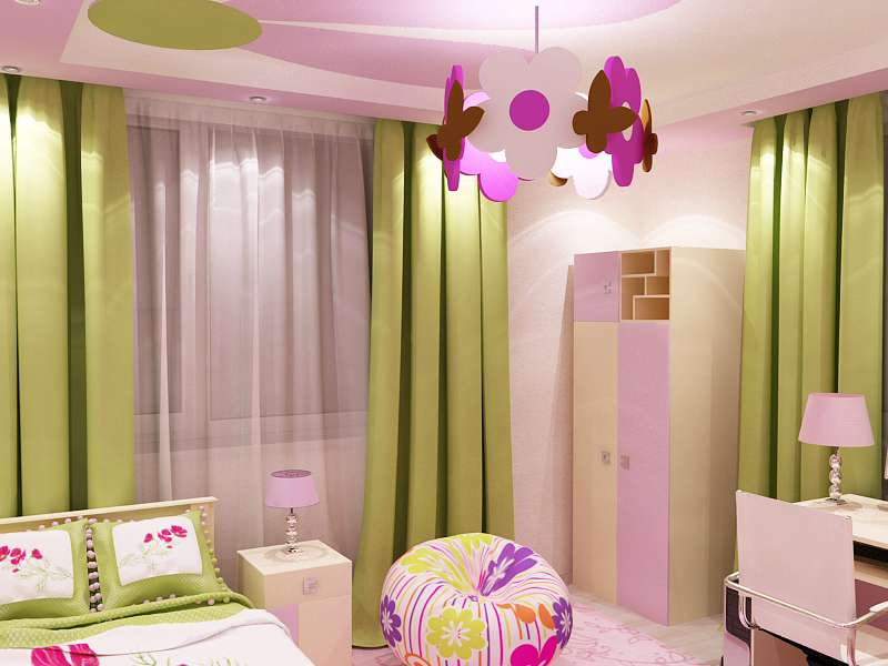 Яркий дизайн 4-х комнатной квартиры(детская дочери)