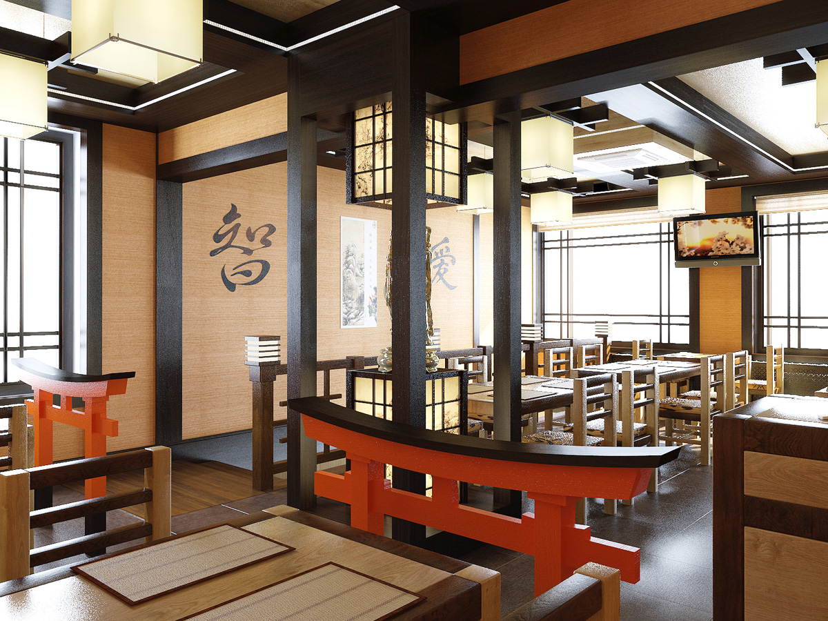 Визуализация и дизайн ресторана &quot;Хотей&quot; в японском стиле
