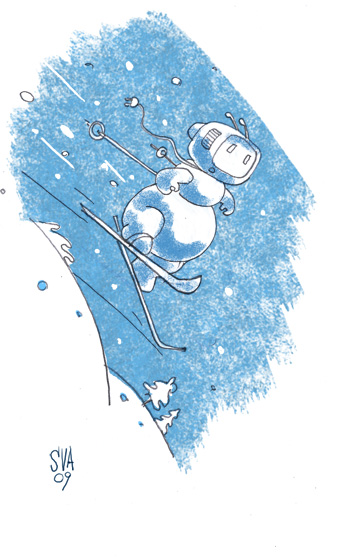 снеговик на лыжах