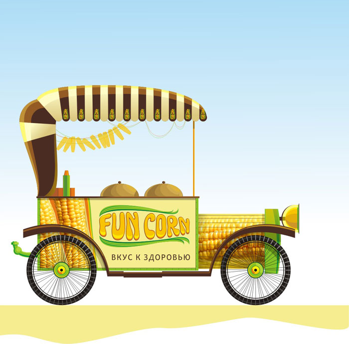 Фаст-фуд Fun Corn. Дизайн и оформление торгового обрудования.