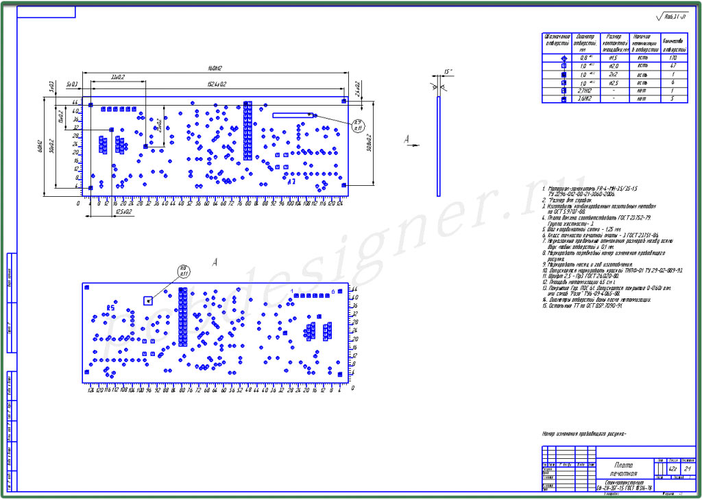 Пример детального чертежа печатной платы