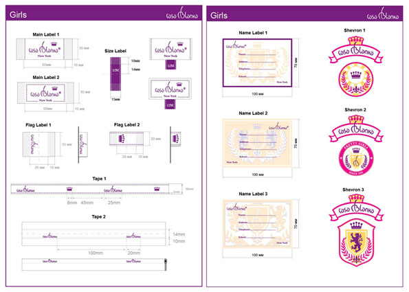 Фирменные лейблы для детской одежды_Девочки