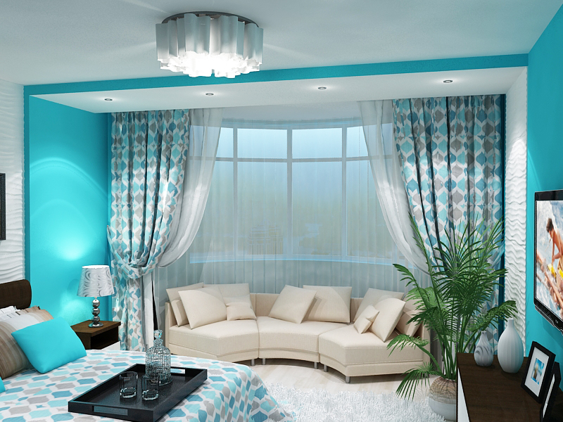 Яркий дизайн 4-х комнатной квартиры(спальня)