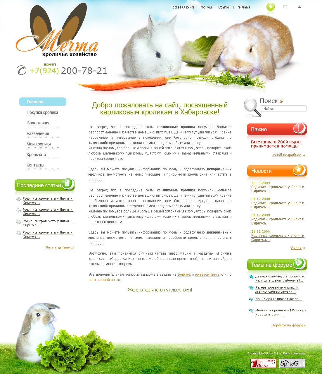 Дизайн сайта кроличьего хозяйства &quot;Мечта&quot;