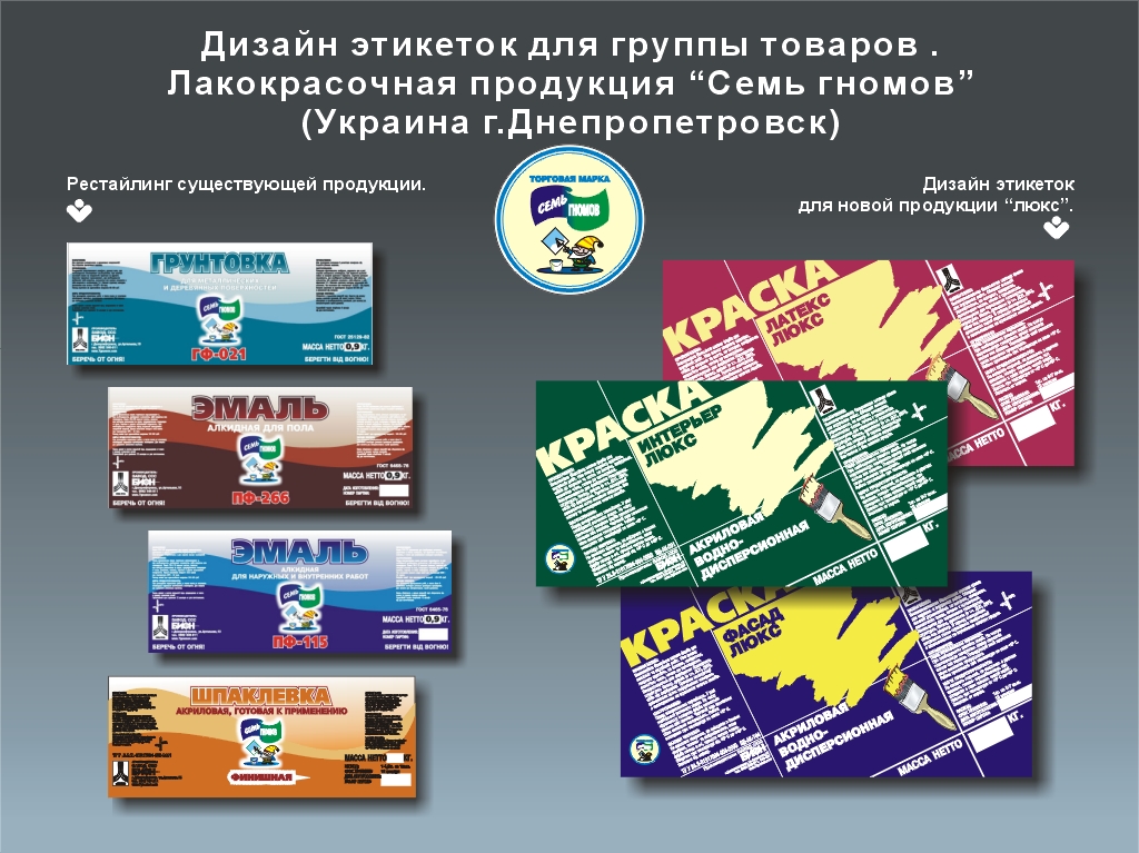 Дизайн этикеток лакокрасочной продукции.