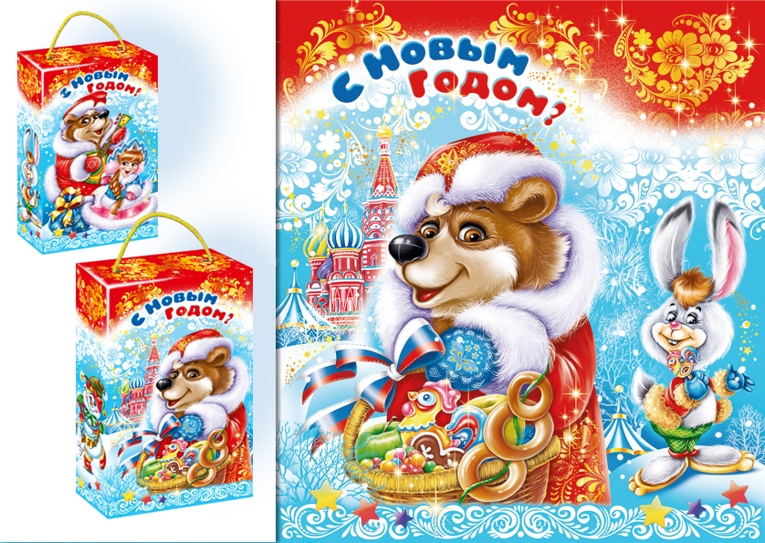 новогодняя упаковка Медведь и Маша (1)