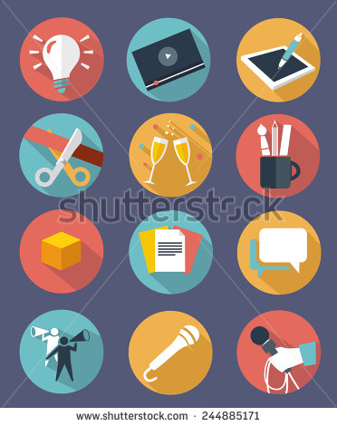 Modern flat icons vector collection with long shadow effect