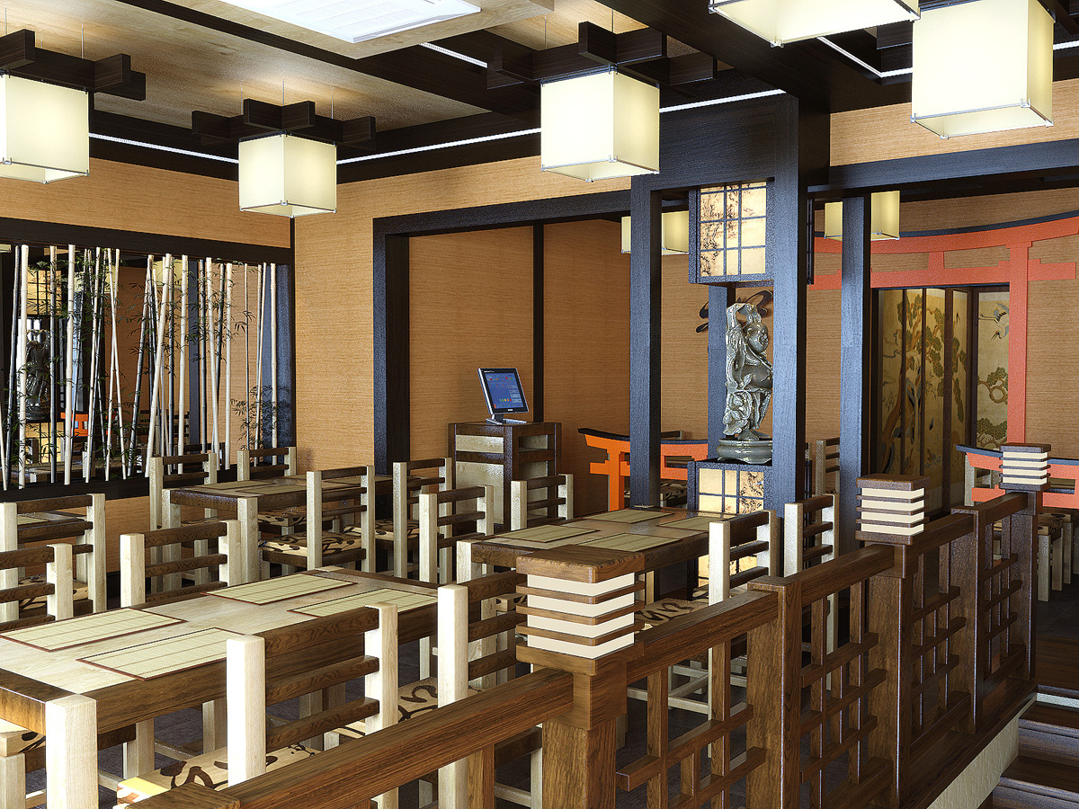 Визуализация и дизайн ресторана &quot;Хотей&quot; в японском стиле