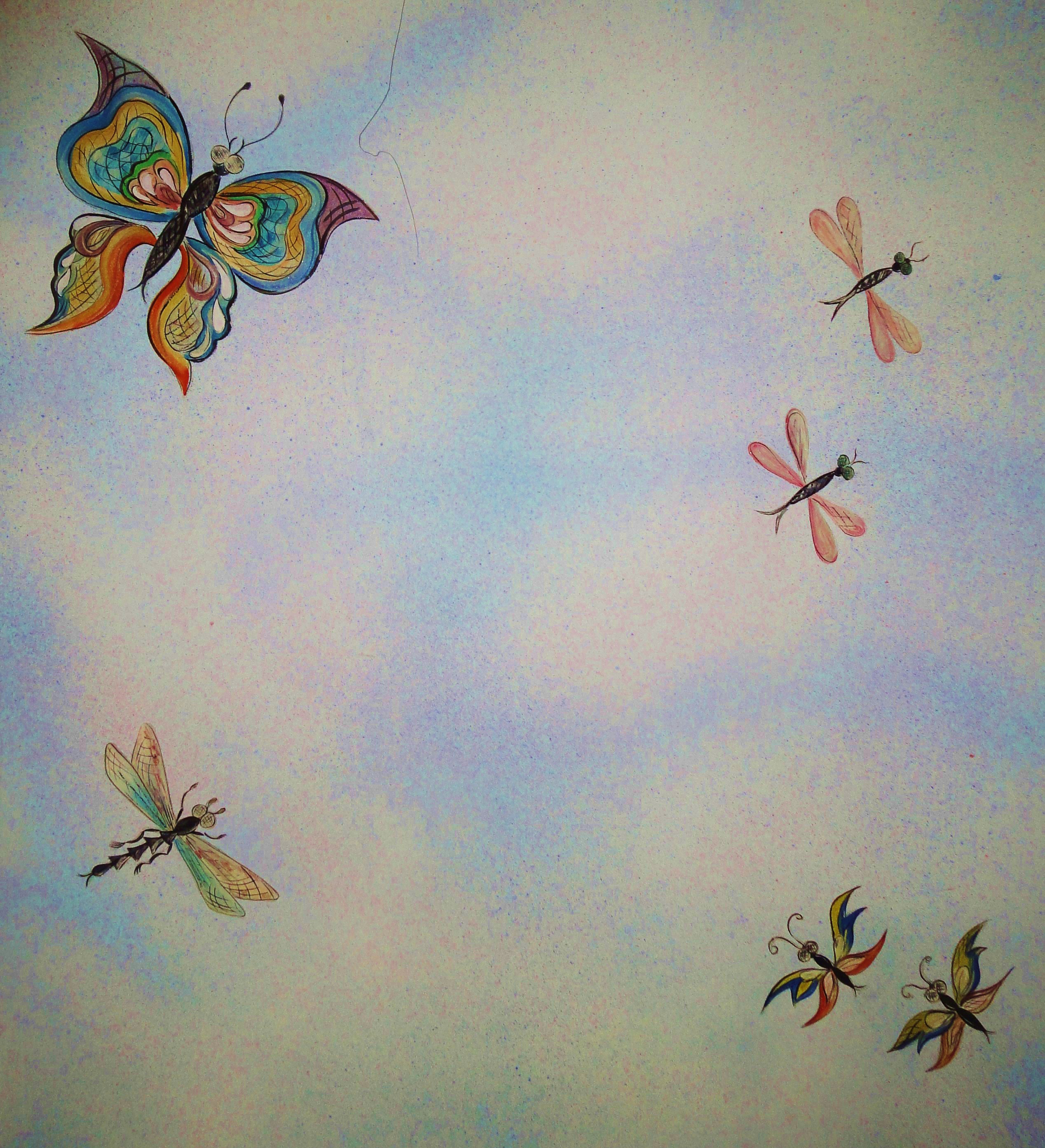 Бабочки, роспись стен