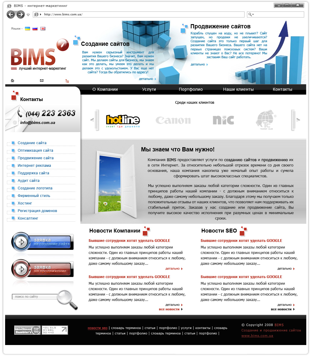 Дизайн сайта BIMS