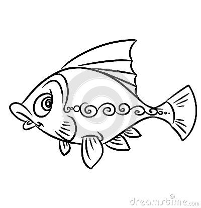 Рыбка - раскраска