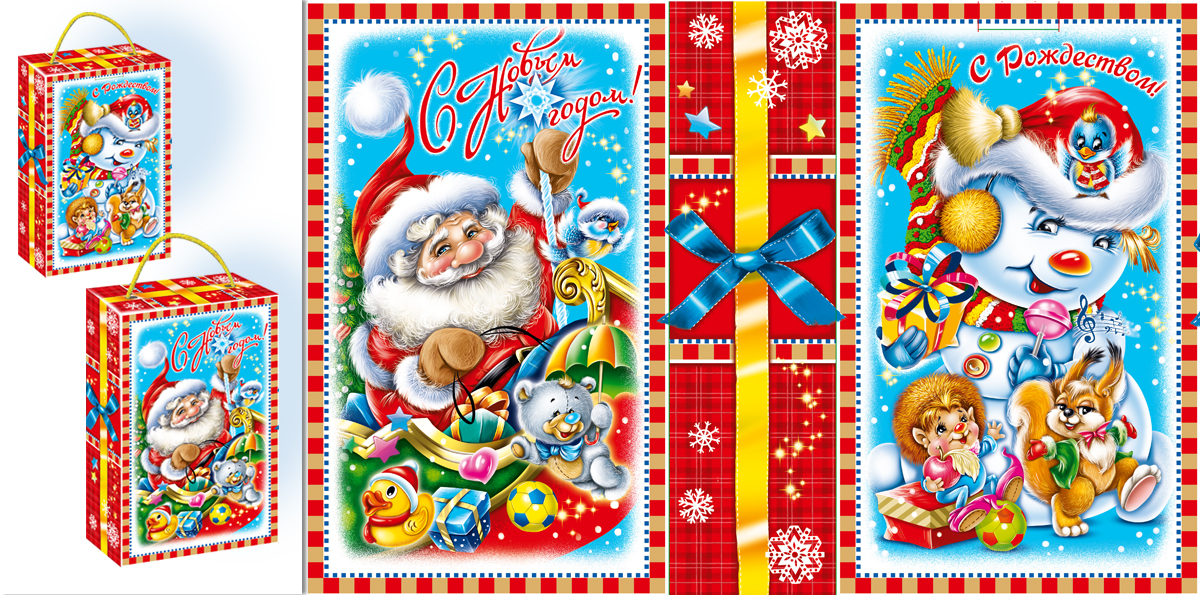 новогодняя упаковка Дед Мороз и Снеговик