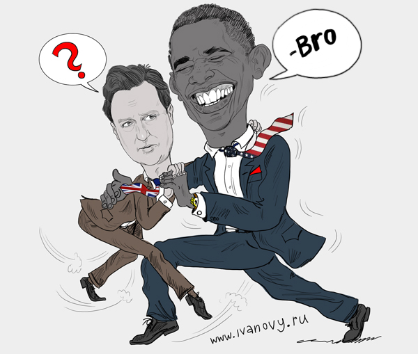 Карикаура на Обаму и Камерона