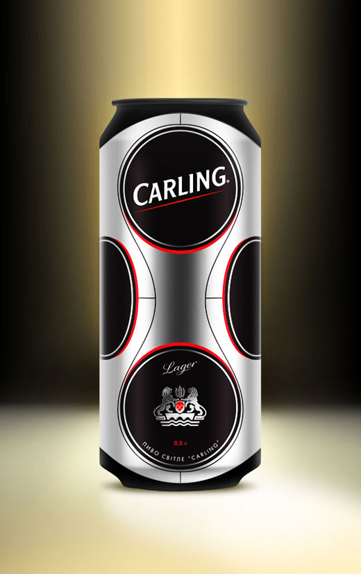 Дизайн футбольной банки английского пива Carling