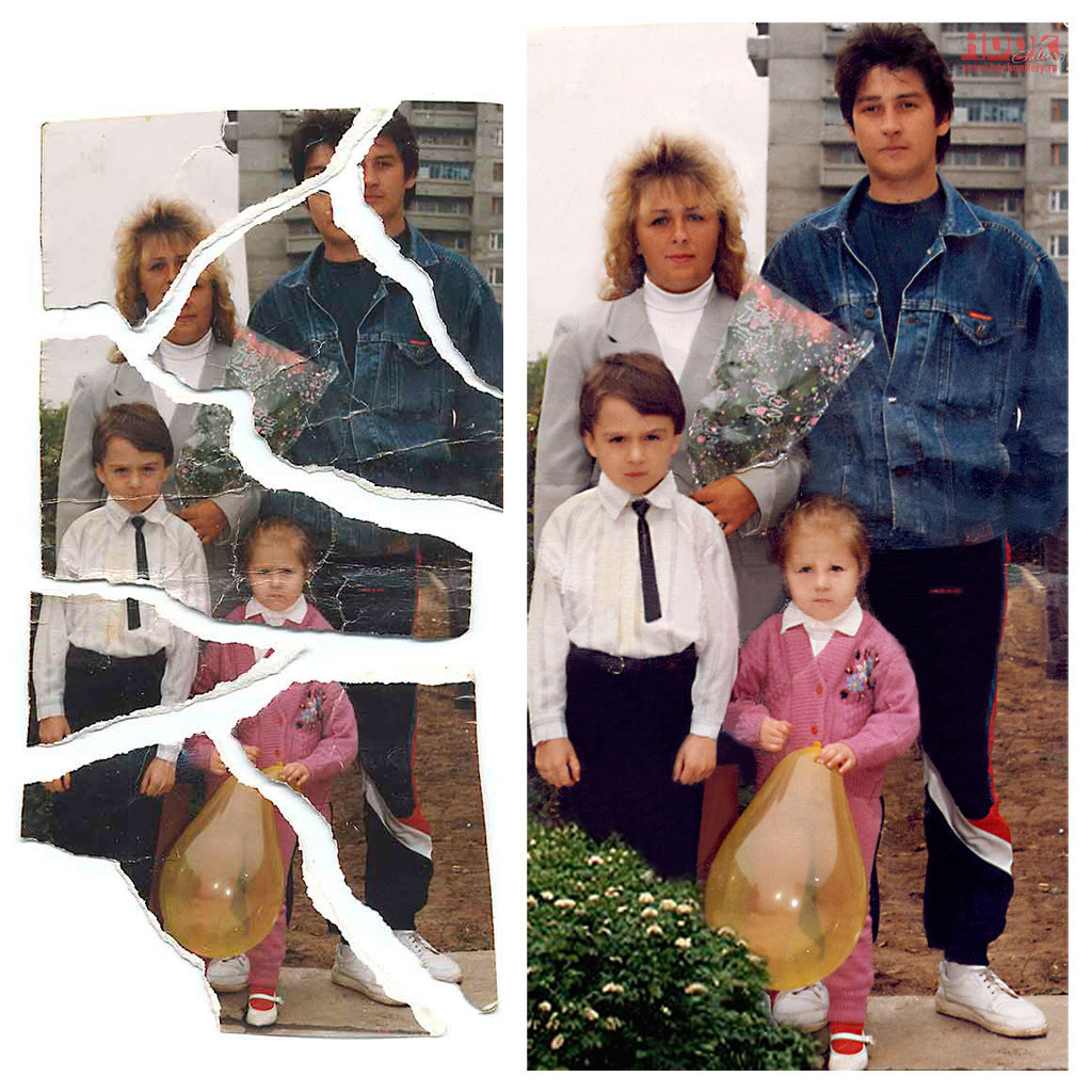 Монтаж порванной фотографии + ретушь