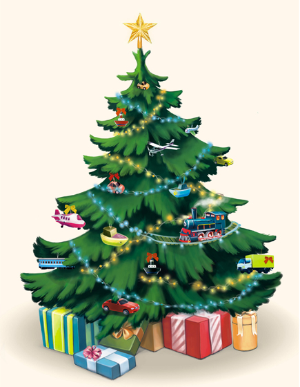 елка с подарками иллюстрация