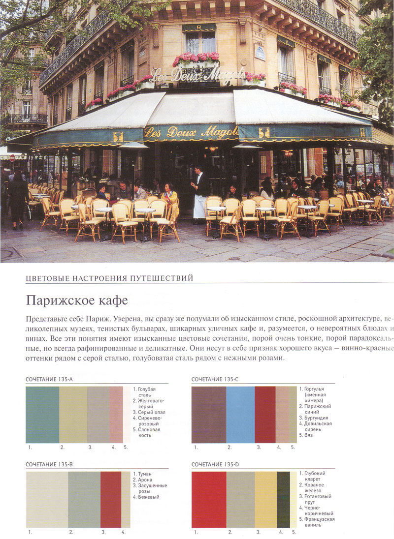 Цветовые настроения путешествий пример - "Парижское кафе"