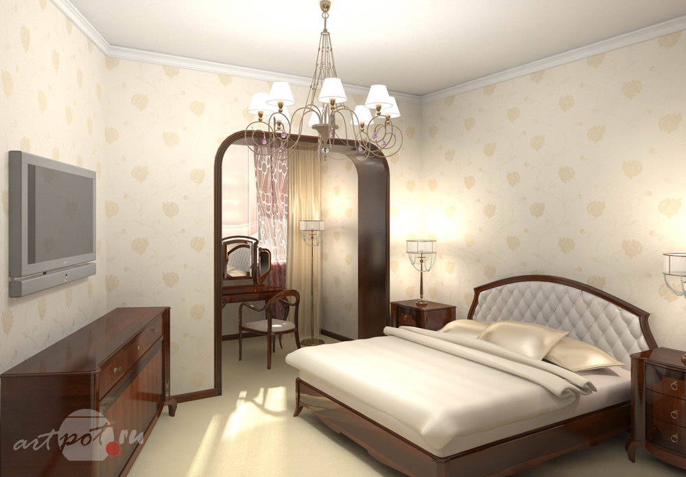 Визуализация интерьера спальной комнаты