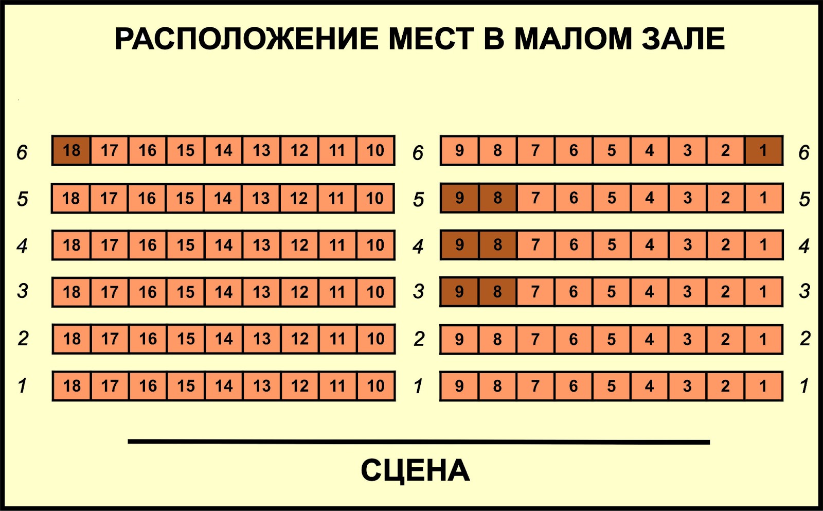 Схема зала для театра (малая сцена)