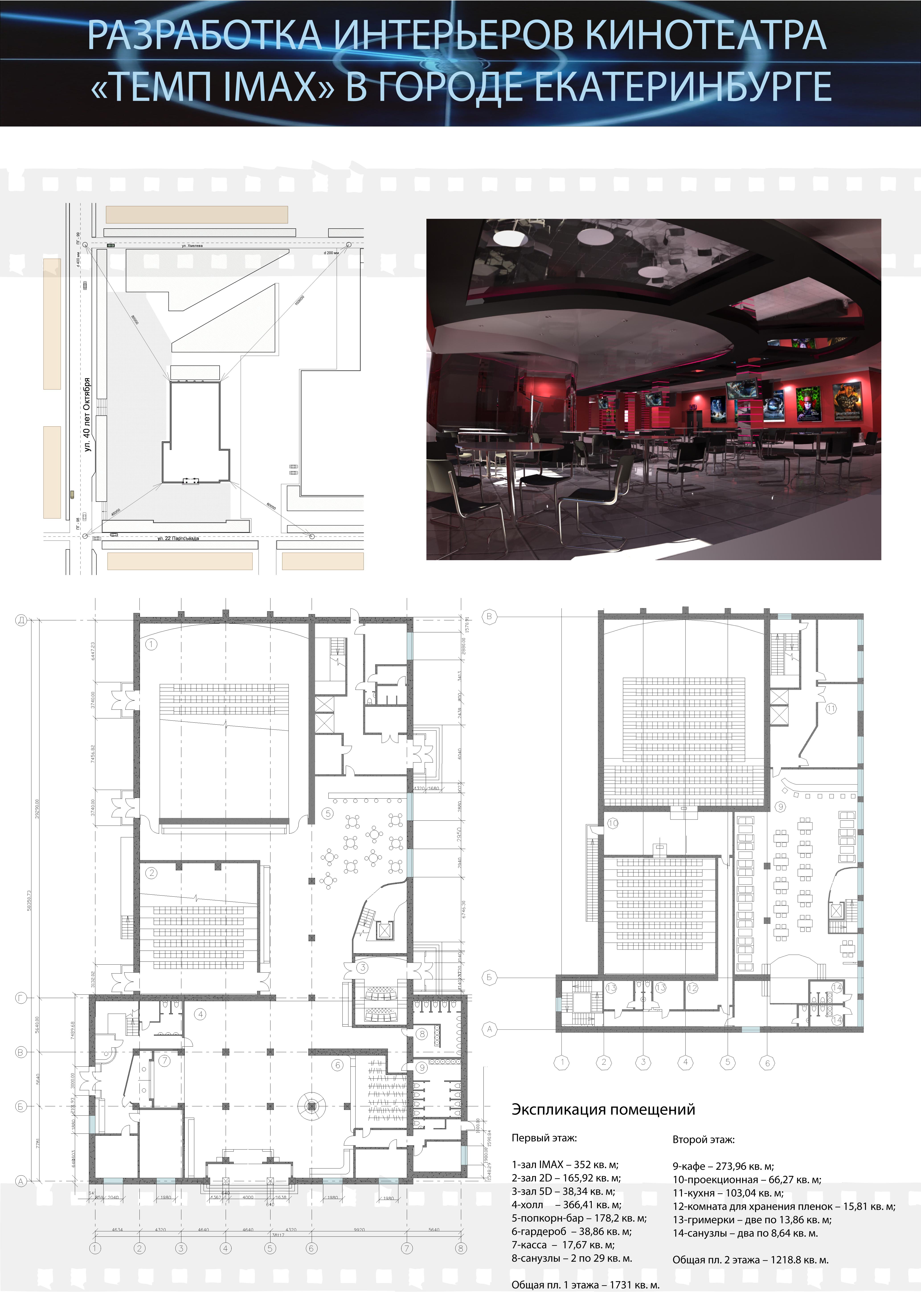 РАЗРАБОТКА ИНТЕРЬЕРОВ КИНОТЕАТРА «ТЕМП IMAX» В ГОРОДЕ ЕКАТЕРИНБУРГЕ