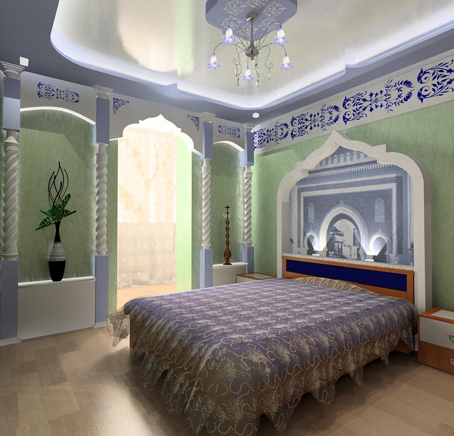 Эскиз спальни. Стилизация в арабском стиле