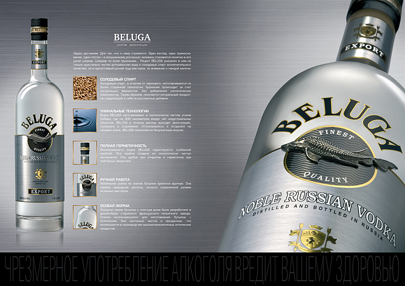 Рекламная фотосъемка водки Белуга